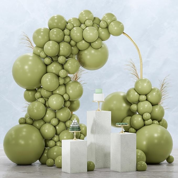 PartyWoo Sage Green Balloons 145pcs Different Sizes of 18 12 10 5 Inch Olive by PartyWoo
