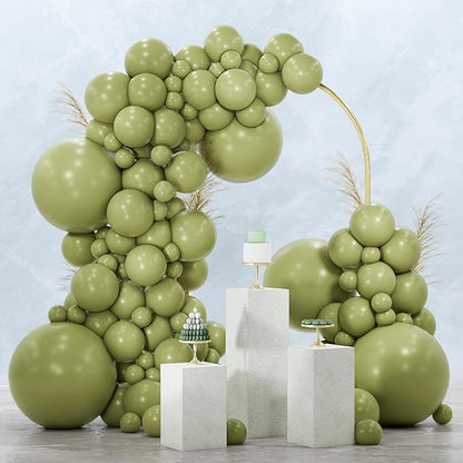 PartyWoo Sage Green Balloons 145pcs Different Sizes of 18 12 10 5 Inch Olive by PartyWoo