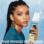 8 fl oz Braid Foam Control Mousse Braiding Hair Mousse for Braids Twist, Locs, No Flake Extra Hold High Shine Style & Moisturizes, Nourishes, Lightweight, Smooth, No Greasy Tea Tree