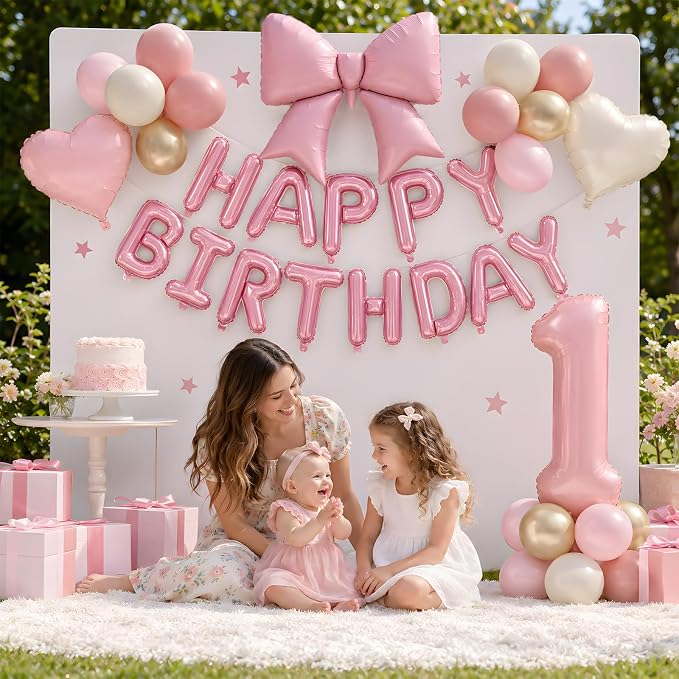 Dusty Pink Number 1 Balloon, 1st Birthday Decorations - Image 5