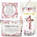 Keluna Pastors Wife Appreciation Gifts - Makeup Bag Tumbler Cup Stone Bracelet Christian Faith Religious Gifts Christmas Thank You Gift for Pastor Wife Women Birthday