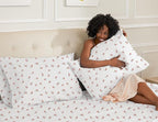 Sunflower King Pillowcases Set of 2, 100% Cotton King Size Pillow Cases 2, 20×40 inches Pink Posy, Soft and Breathable