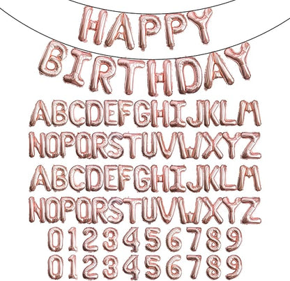 16" Rose Gold Letter Number Balloons, Happy Birthday & 2 Sets of A-Z 0-9 by Makeyourpartypop