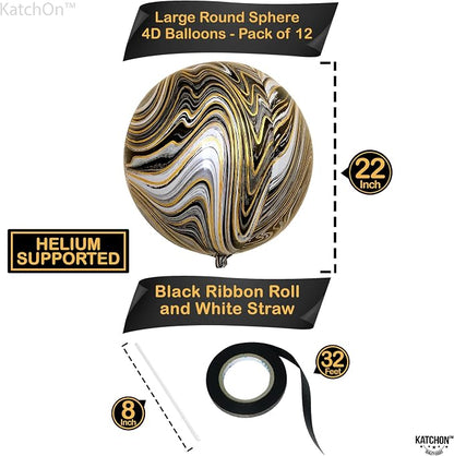 KatchOn, 4D Black and Gold Marble Balloons - Image 4