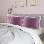uxcell 2 Pack Silk Satin Pillowcase for Hair and Skin, Cool, Silky, Soft Breathable Pillow Cases Standard Size 20x26 Inch Sateen Pillowcase Mauve with Envelope Closure