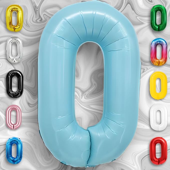 Candy Blue Number Balloon 0 Mylar Foil Balloons 16 Inch - Image 6