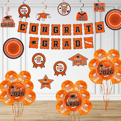 Orange Themed 2026 Graduation Decorations Set - Image 6