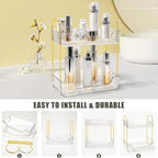 Bathroom Counter Organizer Countertop Storage Skincare Countertop Makeup Organizer Cosmetics Skincare Organizers Holder for Perfume-Clear-golden pole