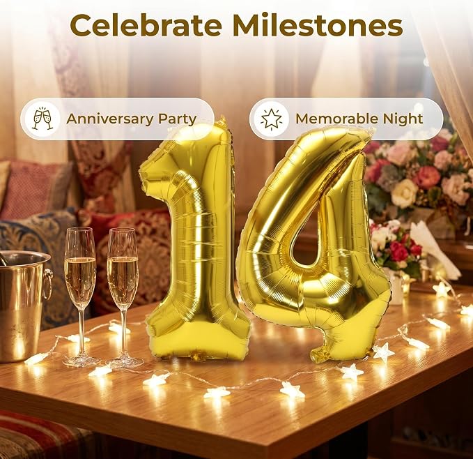 Number 14 Balloon Foil Mylar Balloons - Image 6
