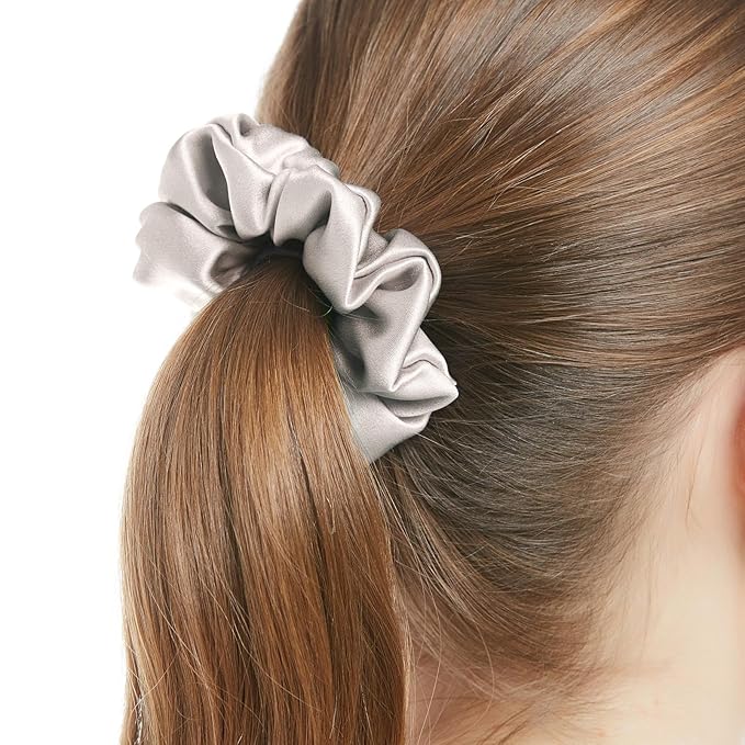 LilySilk Brand 100% Mulberry Silk Hair Scrunchie, Bright Coffee, No Damage, Elastic Silk Ponytail Holder, 1 Count, Suitable for All Hair Styles and Lengths