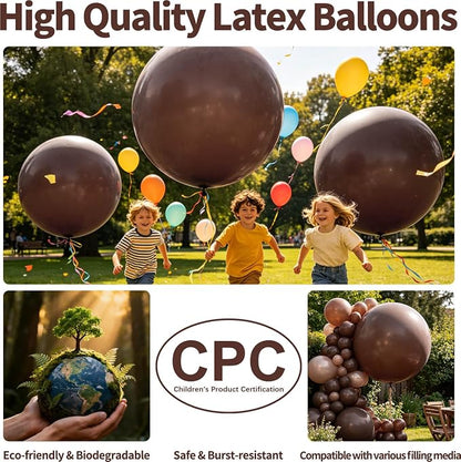 5Pcs Brown Big Balloons 36 Inch, Round Large Latex Party Balloons - Image 3