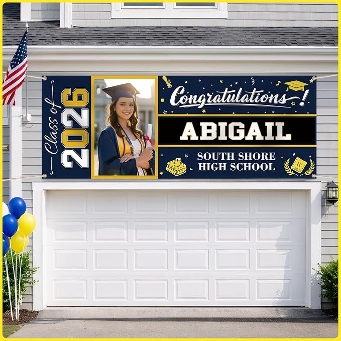 Custom Vinyl Banner Personalized Grad Backdrop, 4 Size | Graduation Decorations - Image 7