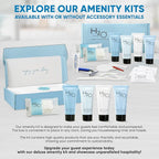 H2O Therapy Amenity Kit | Hotel Bulk Toiletries | 0.85 oz Shampoo, Conditioner, Lotion, Body Wash, Body Bar Soap for Guest Hospitality Vacation Rentals | 15 Sets/Case