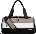 Vooray 22L Boost Duffel Bag – Small Travel & Sports Gym Bag for Women and Men with Shoe Pocket, Weekender for Overnight Football, Travel, Hospital Stays or Workout, Neutral Color Block