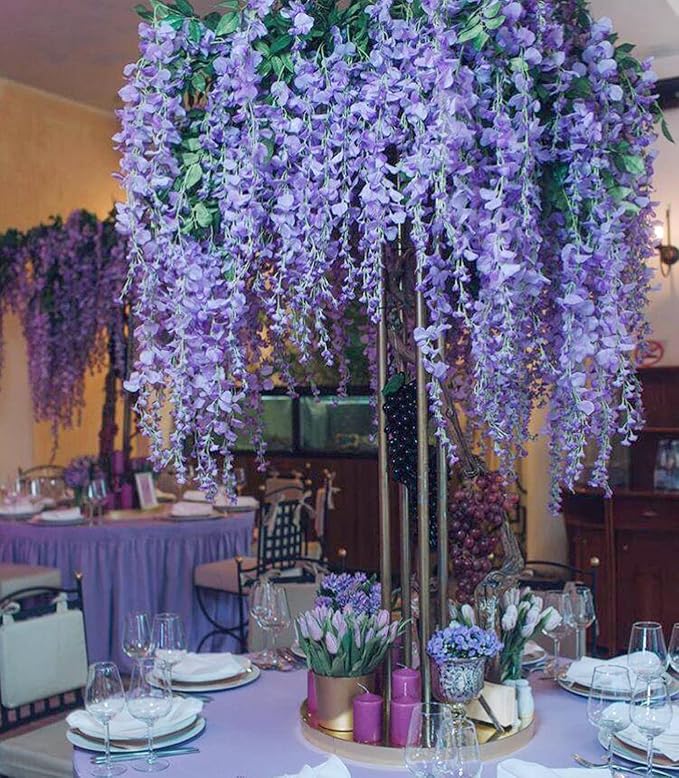 12pcs Artificial Wisteria Flowers 3.6 Feet/Piece Purple Dense Artificial Fake - Image 6