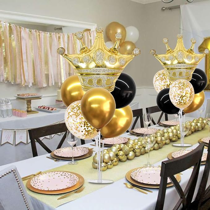 TONIFUL Table Centerpiece Balloons Stand Kit Include Black Gold Latex Confetti - Image 5