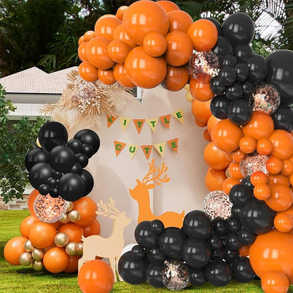 Orange and Black Balloons Arch Kit, Different Sizes Orange Balloons - Image 6