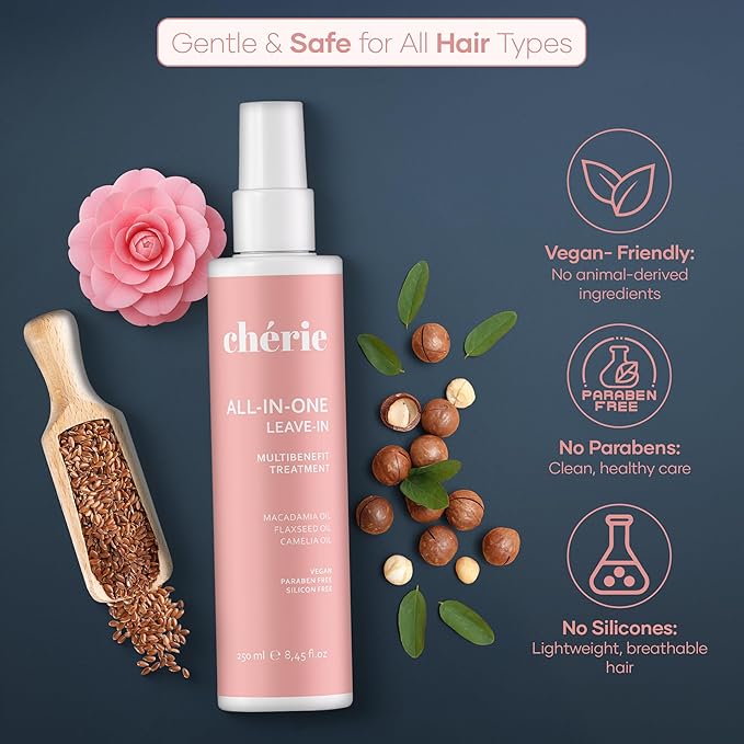Leave In Conditioner Spray with Macadamia, Flaxseed & Camellia Oil - Lightweight Hair Detangler Spray & Leave In Conditioner for Fine Hair Care for Women & Men - 8.45 fl oz