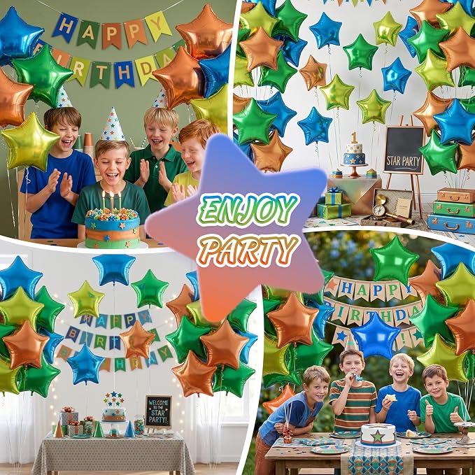 Blue Green Orange Star Balloons, 18 Inches Dinosour Balloon - Image 6