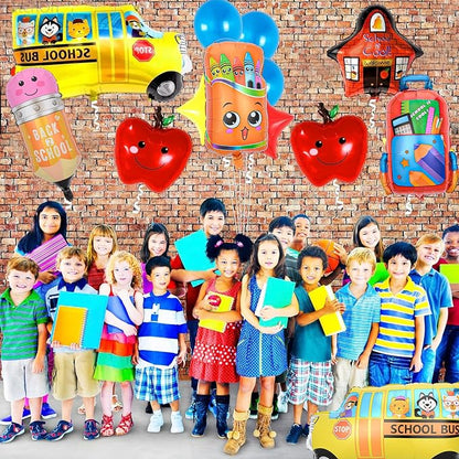 6 Pcs Back to School Balloons, School Bus Balloon, Colorful Schoolbag Pencil - Image 5
