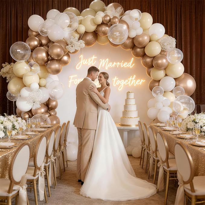Champagne Gold White Balloons, Nude White Sand Beige Transparent Balloon - Image 7
