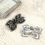2Pcs Bow Claw Clips Boho Bandana Hair Bow Butterfly Styling Large Hair Clips for Women Large Claw Clips for Thick Hair (White+Black)