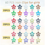 60 Pcs Y2K Star Hair Clips for Girls – Cute Candy Color Hair Accessories, Star Barrettes for Everyday Wear and Parties