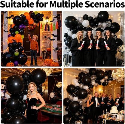 Black Balloons Different Sizes, 18 12 10 5 Inch Black Balloons Arch Kit Garland - Image 5
