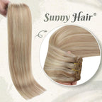 Ve Sunny Clip in Extensions Human Hair Double Weft Hair Extensions Blonde Highlight for Women Warm Color Clip in Hair Extensions Real Human Hair Full Head 120g 20inch