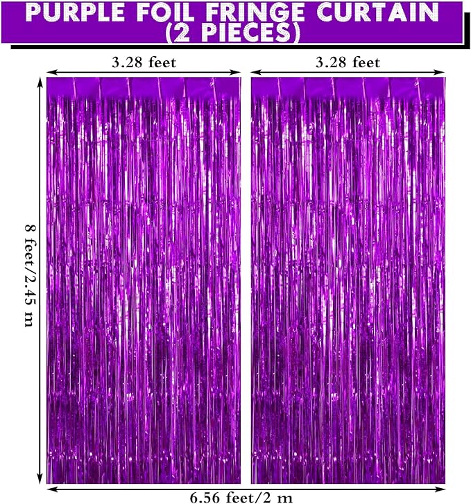 2 Pack Fringe Curtains Foil Shiny Fringe Backdrop Tinsel Door Streamers Foil - Image 2