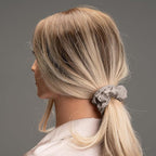 Silk Scrunchies for Hair 100% Mulberry Silk Hair Ties（Silver gray, Dark gray, Pink）