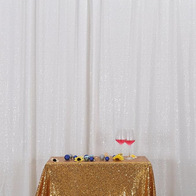 Poise3EHome White Sequin Backdrop, 10Ft x 10Ft Glitter Photography Background by Poise3EHome