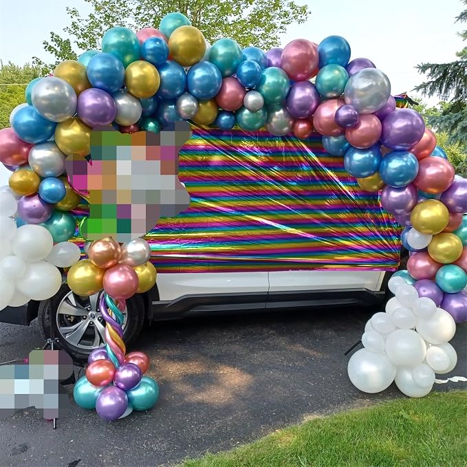 Metallic Balloons, 12 Inch Rainbow Chrome Balloons - Image 8