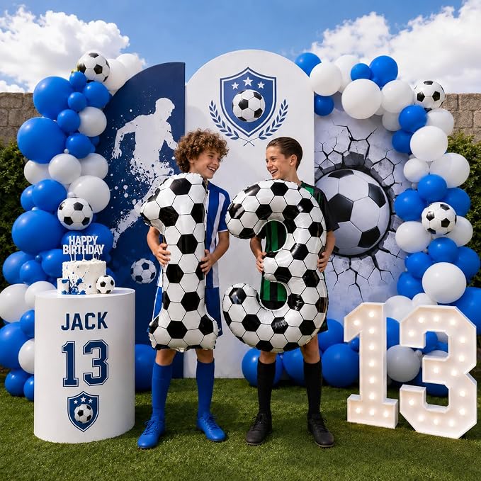 Soccer 13 Balloon Number, 40 Inch Soccer Number 13 Foil Balloon - Image 3
