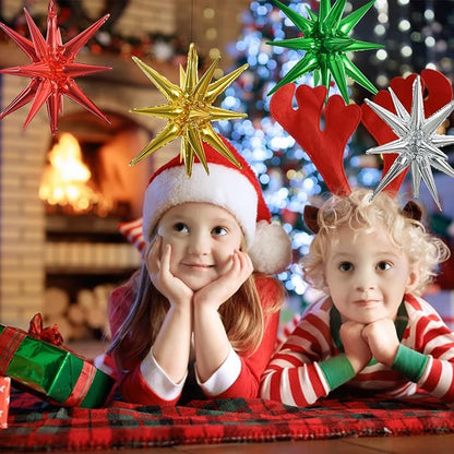 TONIFUL 4 Pcs Star Balloons Red Green Gold Silver Explosion Foil Balloon | 22 - Image 6