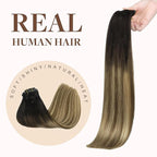 GOO GOO Clip in Hair Extensions Real Human Hair, Remy Human Hair Extensions Clip ins for Women, Natural Human Hair, 24inch 160g 7Pcs, 2/6/18 Balayage Brown to Dirty Blonde