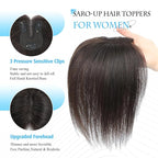 Human Hair Toppers for Women Real Human Hair pieces for Women with Thinning Hair pieces 7 * 10cm Hand-Tied Swiss Base Topper No Bangs 30g Hairpieces 10Inch (Dark Brown)