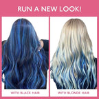WENNALIFE Blue Clip in Hair Extensions Real Human Hair 35g 6pcs 22 Inch Colored Hair Extensions for Kids Women Colorful Hair Pieces Pop-up Style Straight Extensiones De Cabello Humano Con Clip