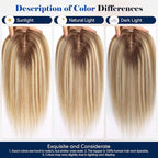 HAIRCUBE Hair Toppers For Women With Thinning 5"*5" Large Base Real Hair Toppers For Women, 14 Inch For Hand-Woven, 60g, Silk, Natural, realistic, Use Daily, Hairloss, Blonde Mixed Brown, No Bangs