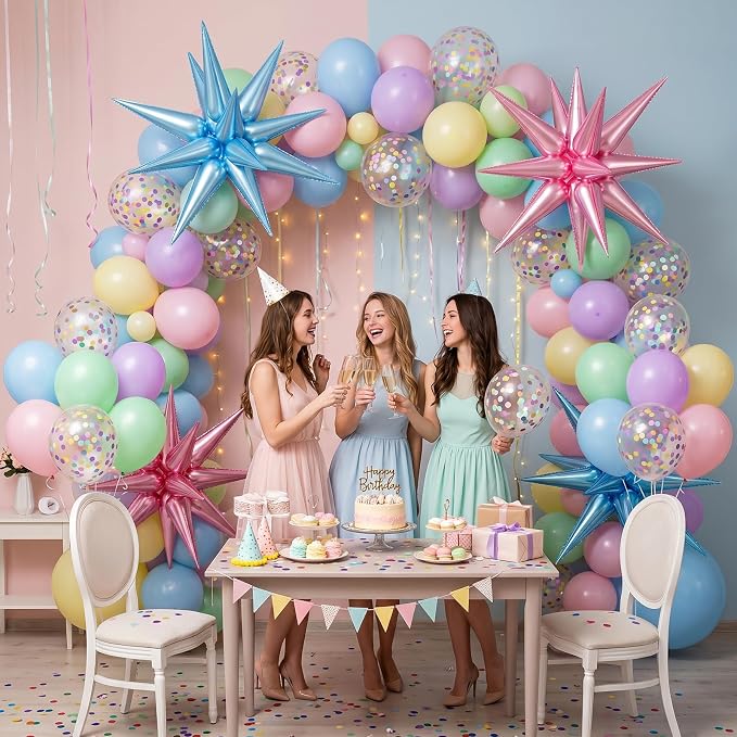 Pastel Balloons, 12 Inch Macaron Pink Blue Purple Green Yellow Colorful Balloons - Image 4