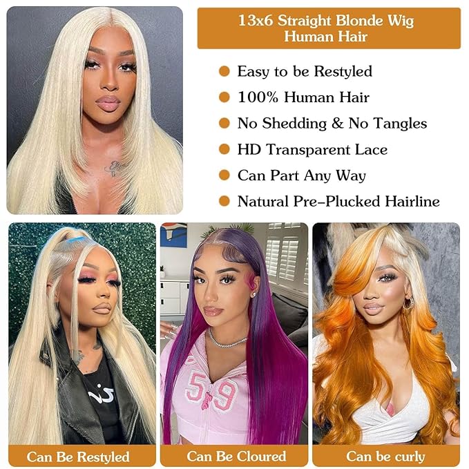 613 13x6 Lace Front Wig 30 Inch Straight 200 Density 613 Wig HD Transparent Lace 613 Wig Blonde Lace Front Wigs Human Hair for Women