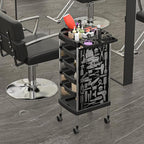 FreSup 6-Tier Salon Cart with Wheels, Stainless Steel Hair Salon Storage Tool Cart, Barber Station Trolley, Rolling Beauty Organizer for Hair Stylist, Makeup, Skincare, SPA, Tattoo （Upsized Tray）