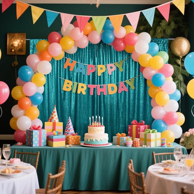SquarePie 8x8ft Teal Sequin Backdrop, High Density Non-Transparent Glitter - Image 4