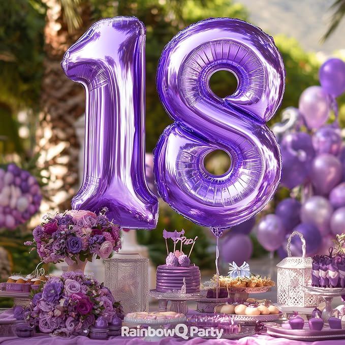 RainbowQ Purple 8 Balloon Number 40 Inch 0-40 Foil Large Balloons | Big Mylar 8 - Image 4