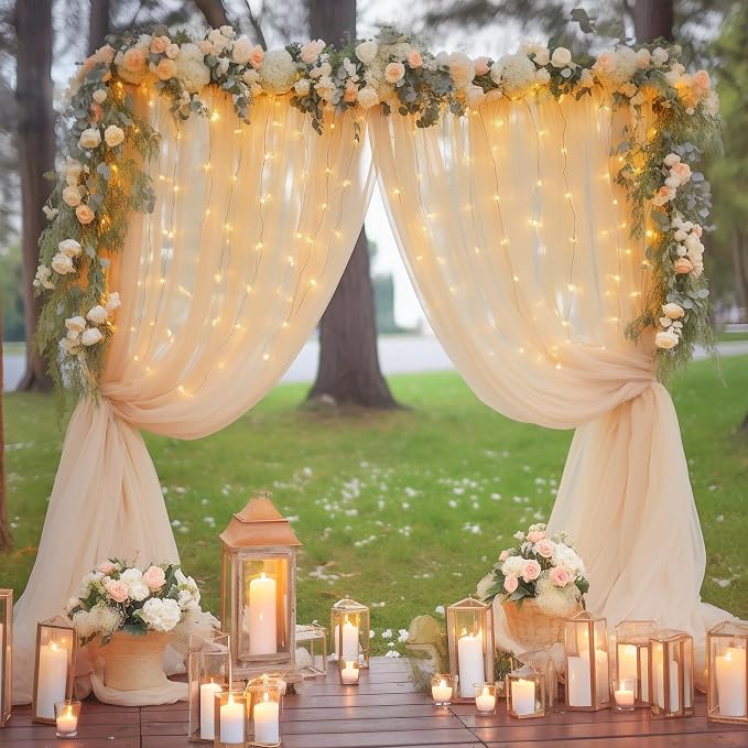 10x10ft Champagne Tulle Backdrop Curtain - Image 8