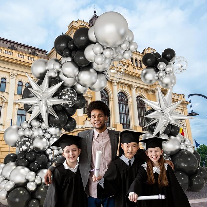 Black and Silver Balloons Garland Arch Kit - Image 3