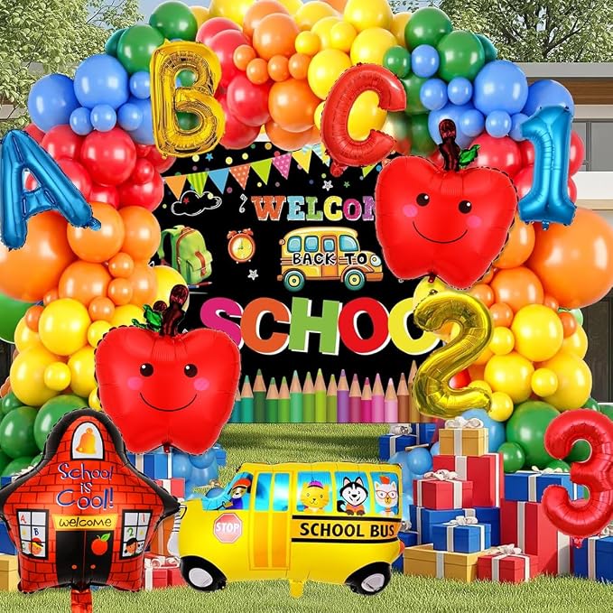 10 PCS Welcome Back To School Balloons, Colorful House Sun, Apples Balloons - Image 6