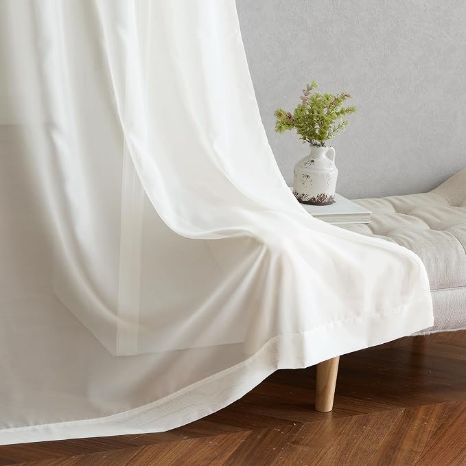 NICETOWN Beige Sheer Long Curtains 102 inches, Grommet Elegant and Airy Window - Image 6