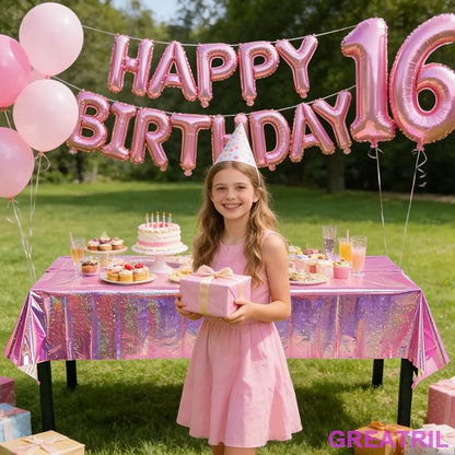 Metallic Pink Happy Birthdays Banner - Image 7
