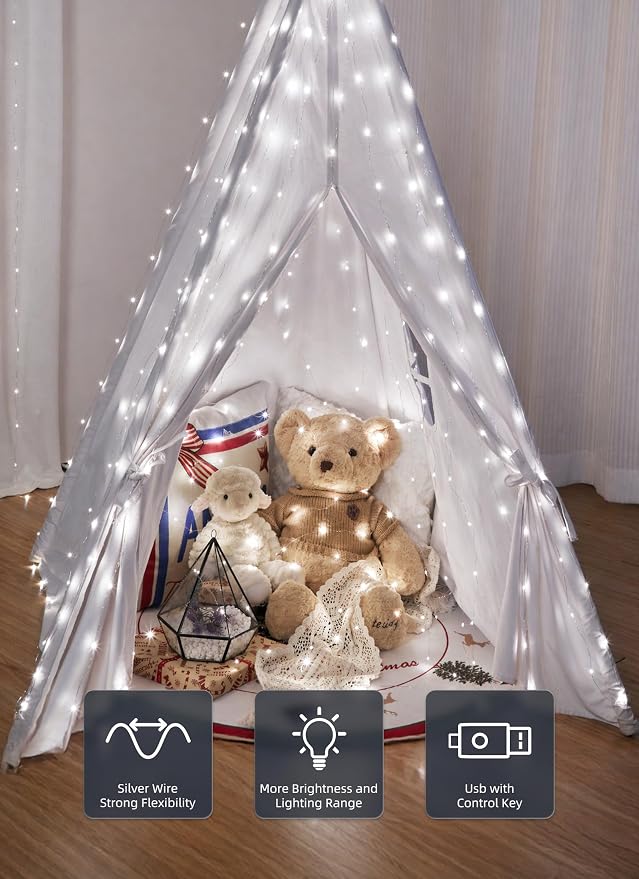Brightown 300 LED White Fairy Curtain Lights, 9.8ft x 9.8ft String Lights | - Image 3
